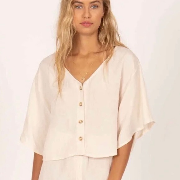 Tan Amuse Society linen crop - Picture 1 of 5